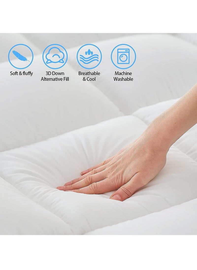 TRASSLE Feather Mattress Topper,King Feather Bed Topper,Mattress Cover with Straps,Ultra Soft Support,100% Organic Cotton Fabric  - Image 4