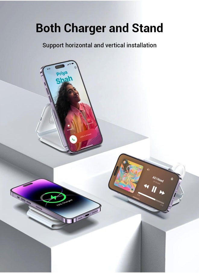 SJet - 3 in 1 Magnetic Wireless Charger Dock Travel Charging Pad with USB PD20W charger for iPhone 16 15 14 13 iWatch & Airpods - Image 1