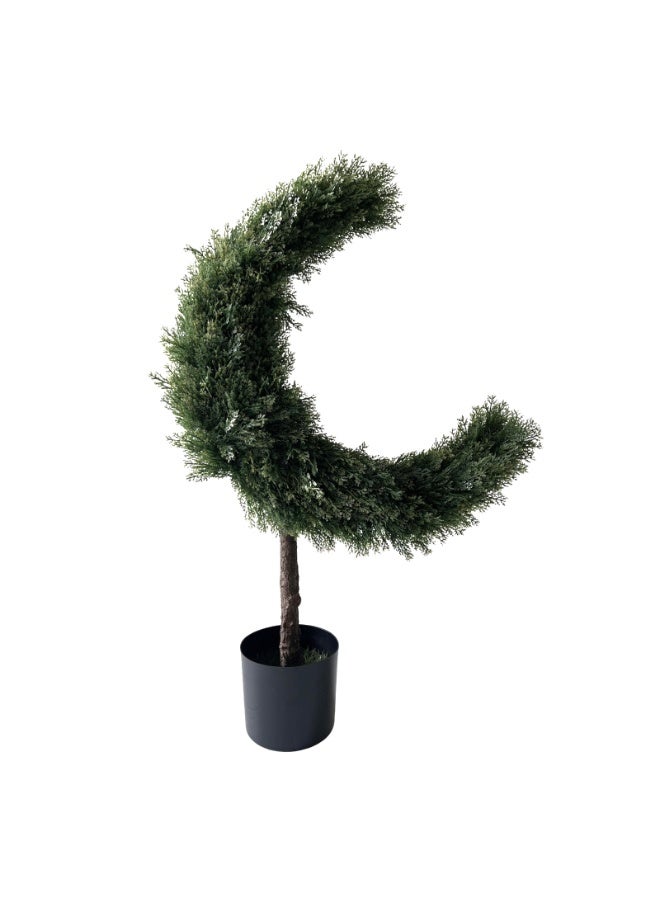 شجرة هلال اصطناعية لتزيين رمضان وعيد الفطر ونبات أخضر صناعي في وعاء للمهرجان الإسلامي وديكور المنزل الداخلي والخارجي والمناسبات - Image 1