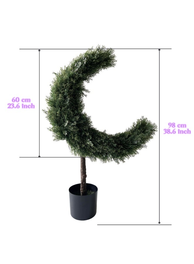 شجرة هلال اصطناعية لتزيين رمضان وعيد الفطر ونبات أخضر صناعي في وعاء للمهرجان الإسلامي وديكور المنزل الداخلي والخارجي والمناسبات - Image 2