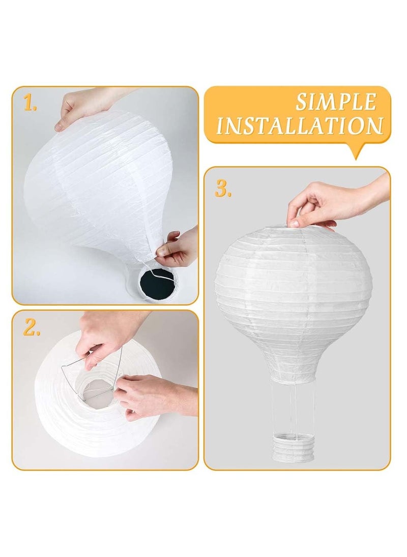 TECPHILE TECPHILE Paper Lantern with LED Light Waterproof Chinese Hanging paper balls for Home Decoration with Iron Frame DIY Paintable Round Air Balloon for Balcony Decoration Party Hotels Office stores  - Image 3