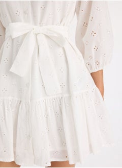DeFacto Shirt Collar Embroidered Long Sleeve Mini Dress  - Image 3