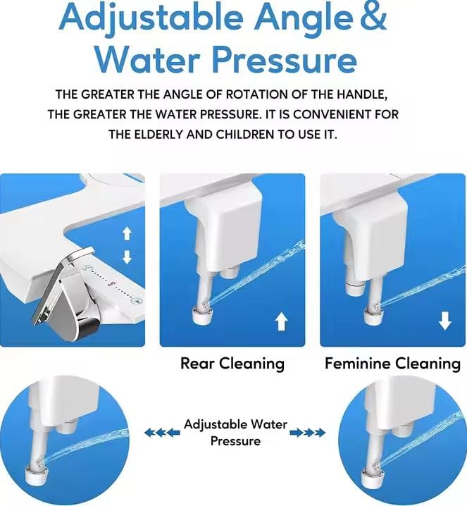 Azelf Bidet Attachment Front Wash Back Wash Fresh Water Sprayer Adjustable Dual Nozzle with Brass Inlet - Image 4