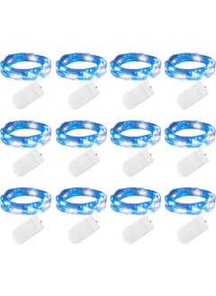 Generic 12-Pack LED Fairy Lights Battery Powered Waterproof Silver Cord (7Ft Blue White) For DIY Wedding Party Bedroom Patio  - Image 1
