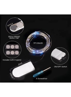 Generic 12-Pack LED Fairy Lights Battery Powered Waterproof Silver Cord (7Ft Blue White) For DIY Wedding Party Bedroom Patio  - Image 2