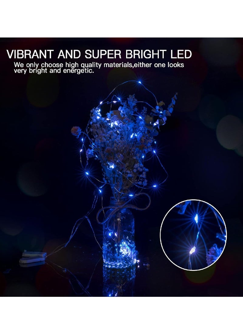 Generic 12-Pack LED Fairy Lights Battery Powered Waterproof Silver Cord (7Ft Blue White) For DIY Wedding Party Bedroom Patio  - Image 4