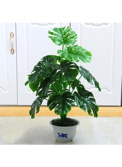 Generic 18 Forked Branches Simulated Plant Bonsai With Plastic Flower Pots Indoor Living Room Decoration Simulated Green Plants Potted Plants Artificial Flower Decorations Bonsai  - Image 1
