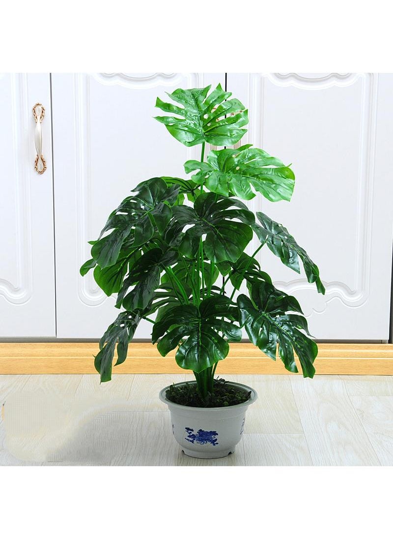 Generic 18 Forked Branches Simulated Plant Bonsai With Plastic Flower Pots Indoor Living Room Decoration Simulated Green Plants Potted Plants Artificial Flower Decorations Bonsai  - Image 1