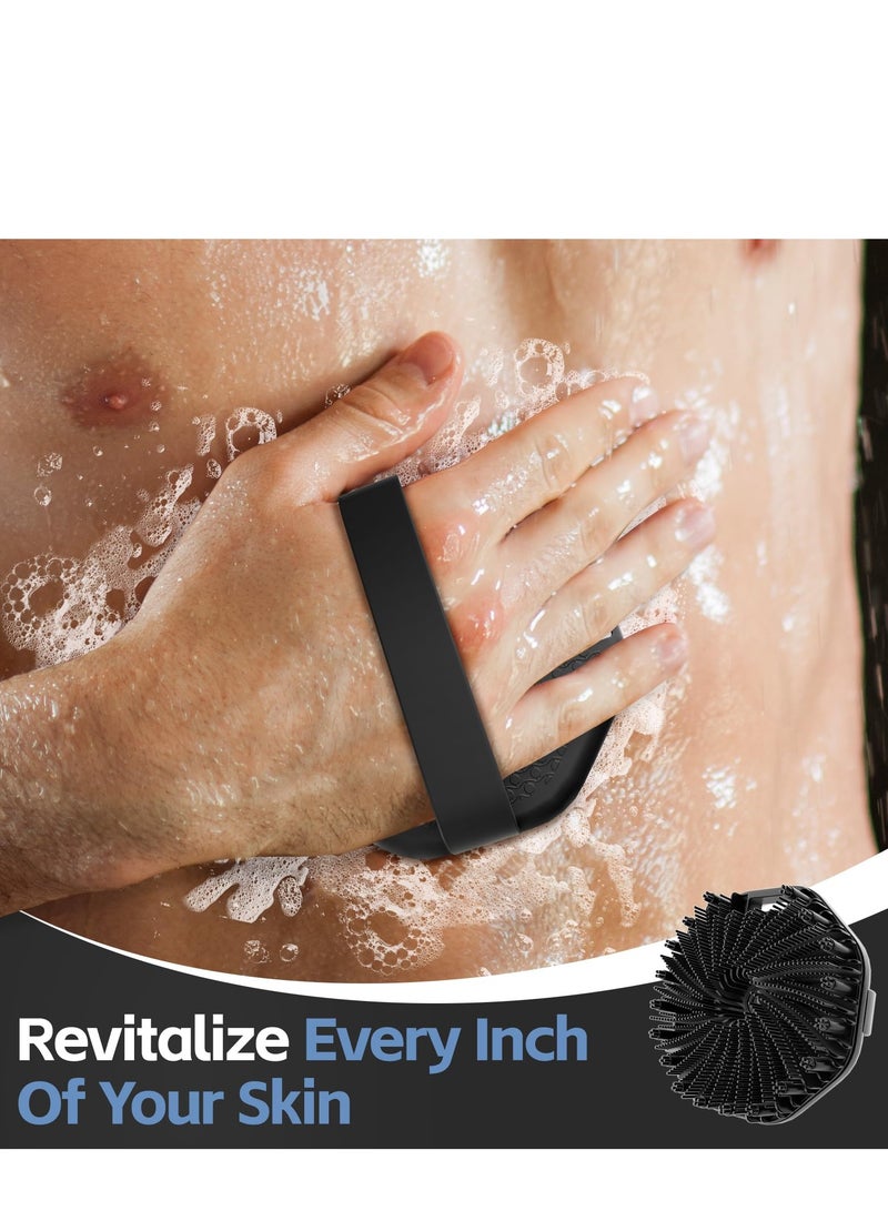 SYOSI Antimicrobial Silicone Body Scrubber for Sensitive Skin, Eco-Friendly, Lathers Well, and Charcoal-Infused for a Deep Clean,Get Softer, Healthier Skin (Black) - Image 2