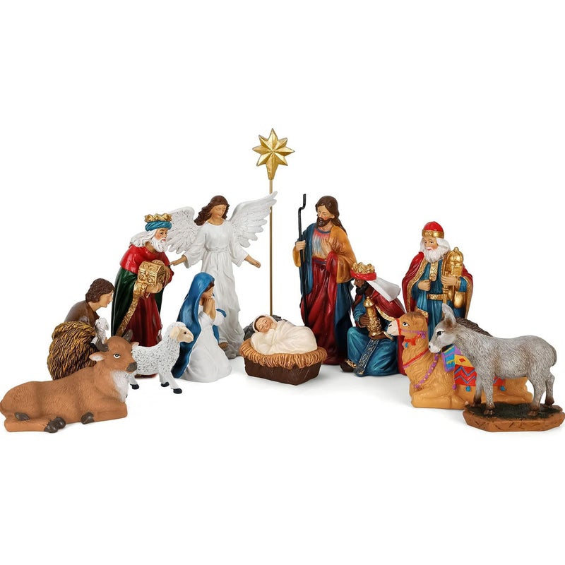 Classic Christmas Nativity Set Home Decor Holiday Ornament Gift Box Resin Crafts - Image 5