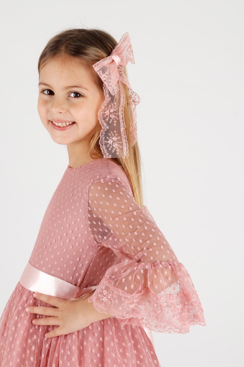 Ahenk Kids AHENGİM GIRL CHILDREN DRESS GIRL CHILDREN BUCKLE DRESS GIRL DRESS TULLE LACE DRESS AK2209  - Image 2
