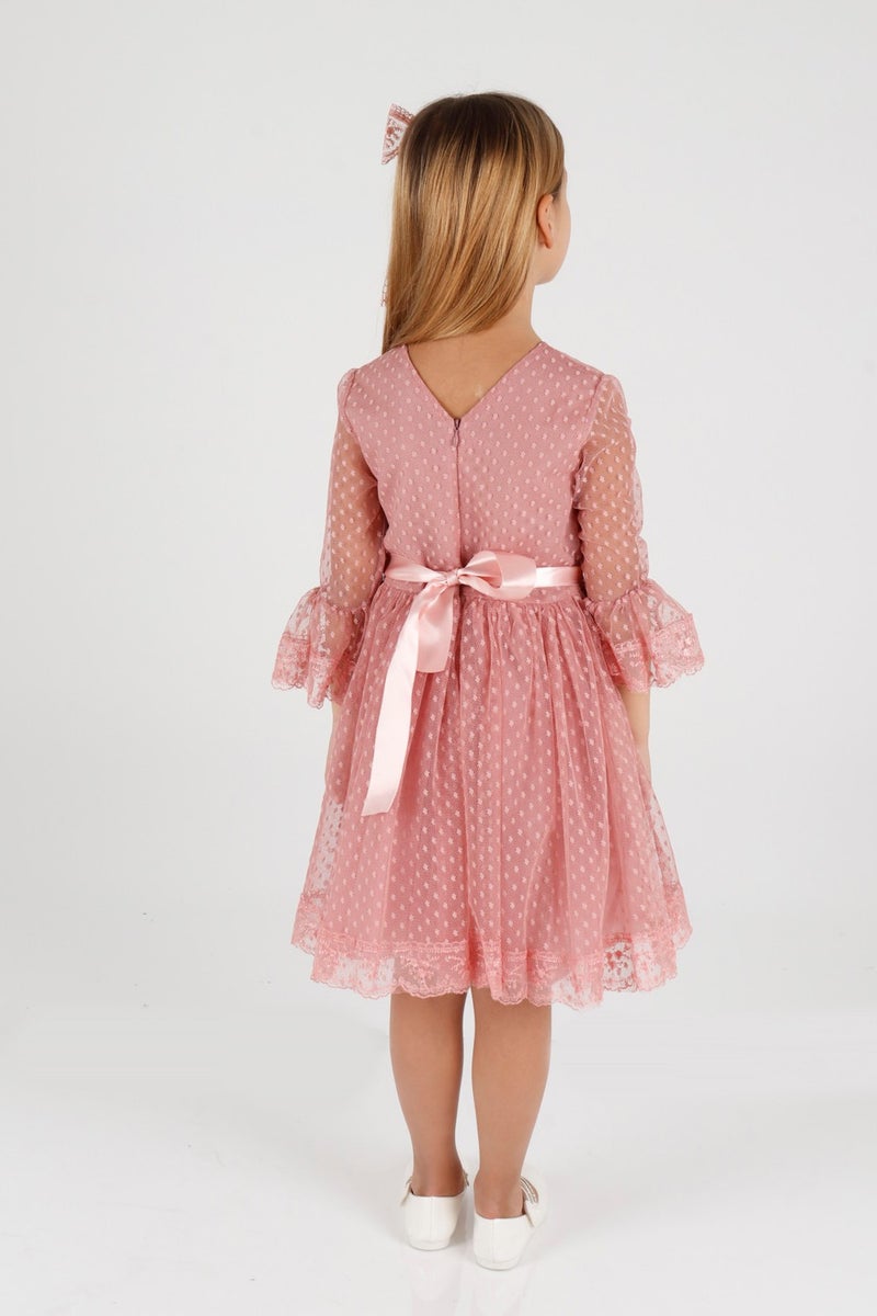 Ahenk Kids AHENGİM GIRL CHILDREN DRESS GIRL CHILDREN BUCKLE DRESS GIRL DRESS TULLE LACE DRESS AK2209  - Image 3