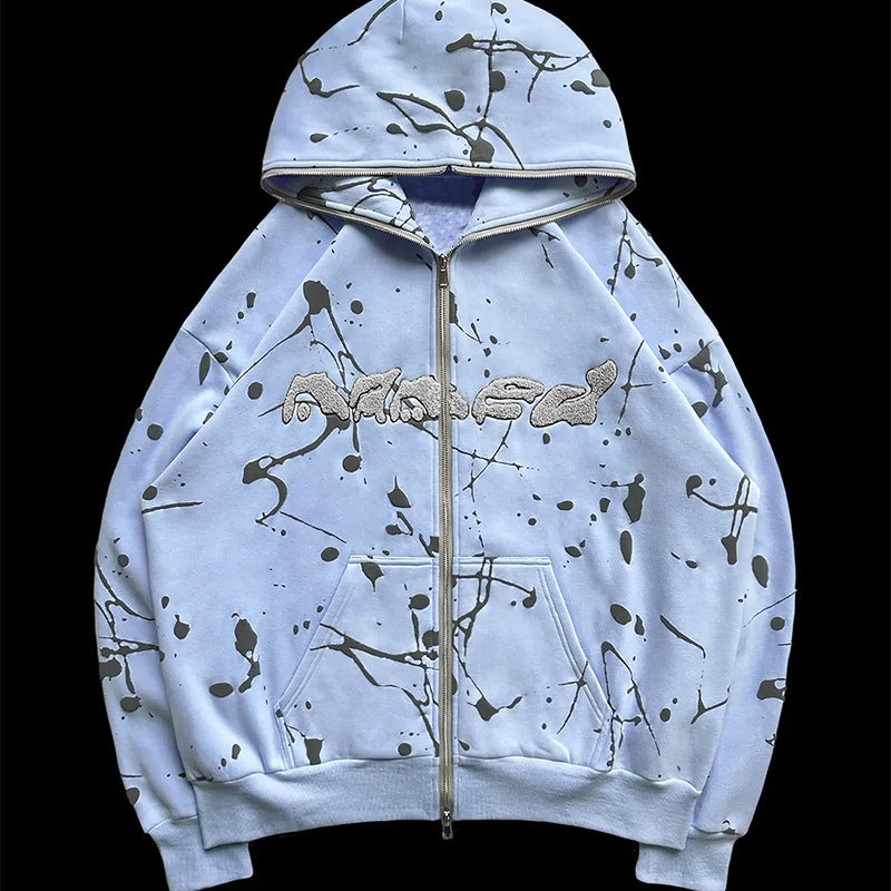 2023 Hip Hop Streetwear Hoodie Unisex Letter Print Oversized Sweatshirt Blue pants - Image 2