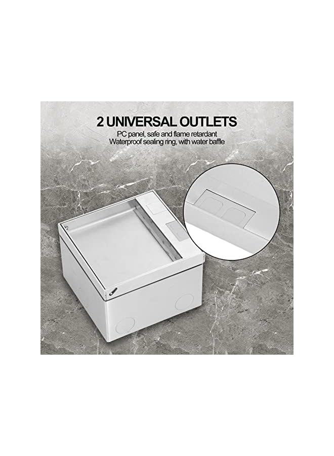 PROMASS promass Embeddable Dual Outlets, AC250V 4000W, Universal Desktop Floor Power Socket Box, Stainless Steel, Waterproof, Easy Installation, Easy Installation for Office, Home, School - Image 2