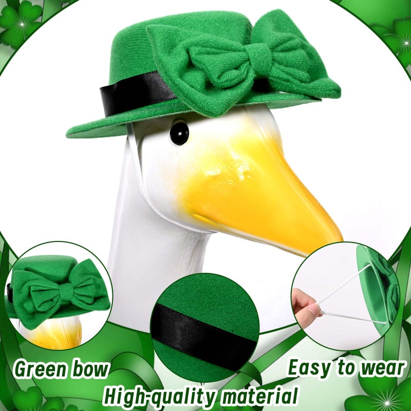 JcHrmers St. Patrick's Day Goose Outfits Irish Clover Porch Goose Clothes Fits 23" Cement Plastic Goose Statue for St. Patrick's Outdoor Garden Lawn Yard Patio Statue Art Decor (Style2) - Image 3