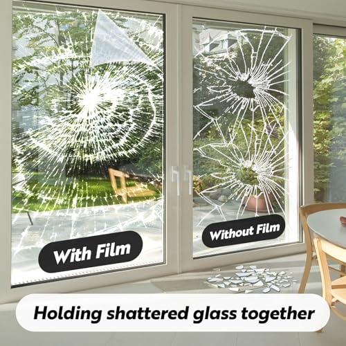 DUOFIRE Window Security Film Premium 4 Mil Tempered Glass Window Film for Enhanced Safety Adhesive AntiShatter for Supermarket Display Cabinet Home Office Windows 118 x 787 inClear - Image 3