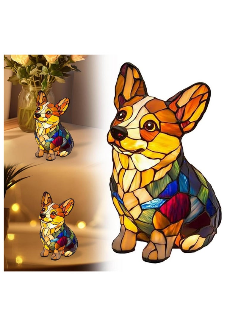 1pcs 3D Animal Art Night Light Vintage Stained Resin Dog Lamp LED Table Lamp Colorful Pet Themed Night Light for Bedroom Living Room Decor Gift for Dog Lovers - Image 3
