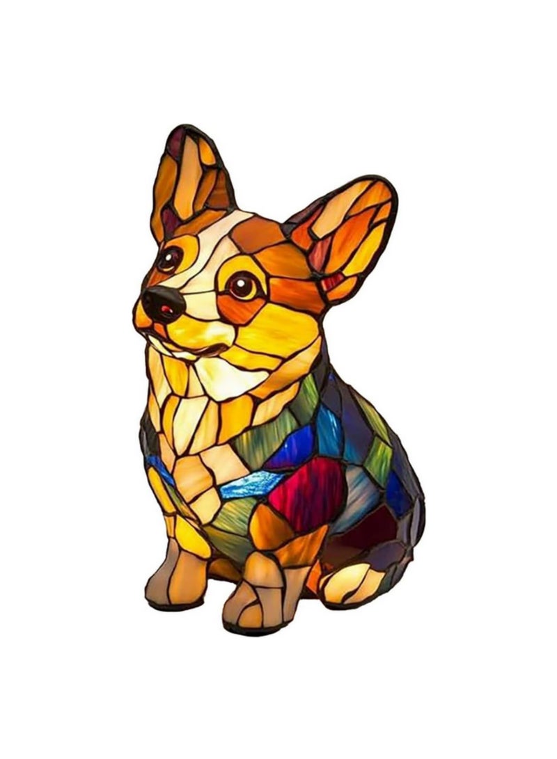1pcs 3D Animal Art Night Light Vintage Stained Resin Dog Lamp LED Table Lamp Colorful Pet Themed Night Light for Bedroom Living Room Decor Gift for Dog Lovers - Image 1
