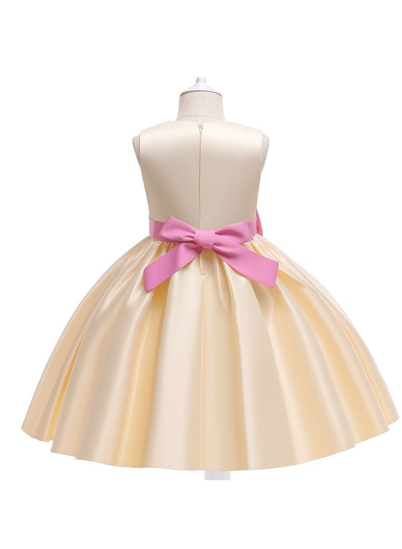 Stylish Fairy Flower Dress Pink/Beige - Image 2