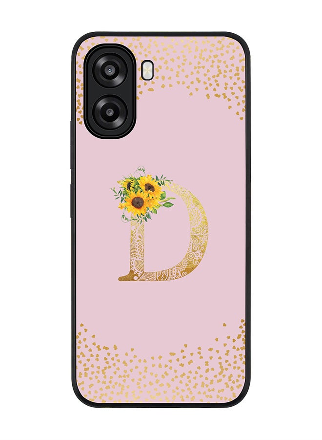 Stylizedd For Oppo A6t 5G / A6t 4G Case,Slim fit Camera Protection, Shockproof Thin Phone cover  - Custom Floral Monogram - D  (Pink ) - Image 1