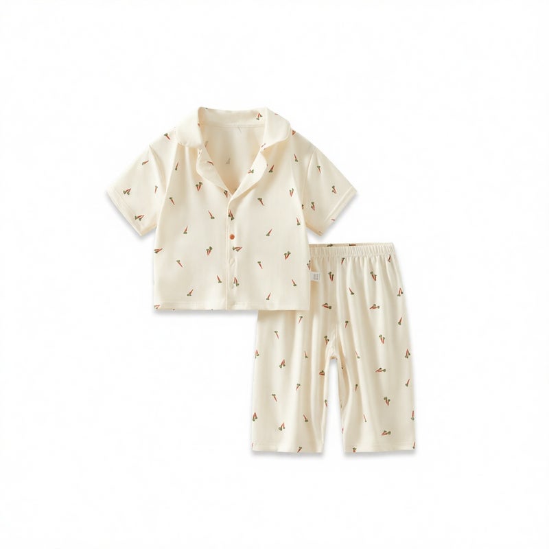 Kids Summer Pajama Set Short Sleeve Capri Pants Two-Piece Baby Homewear - Image 1