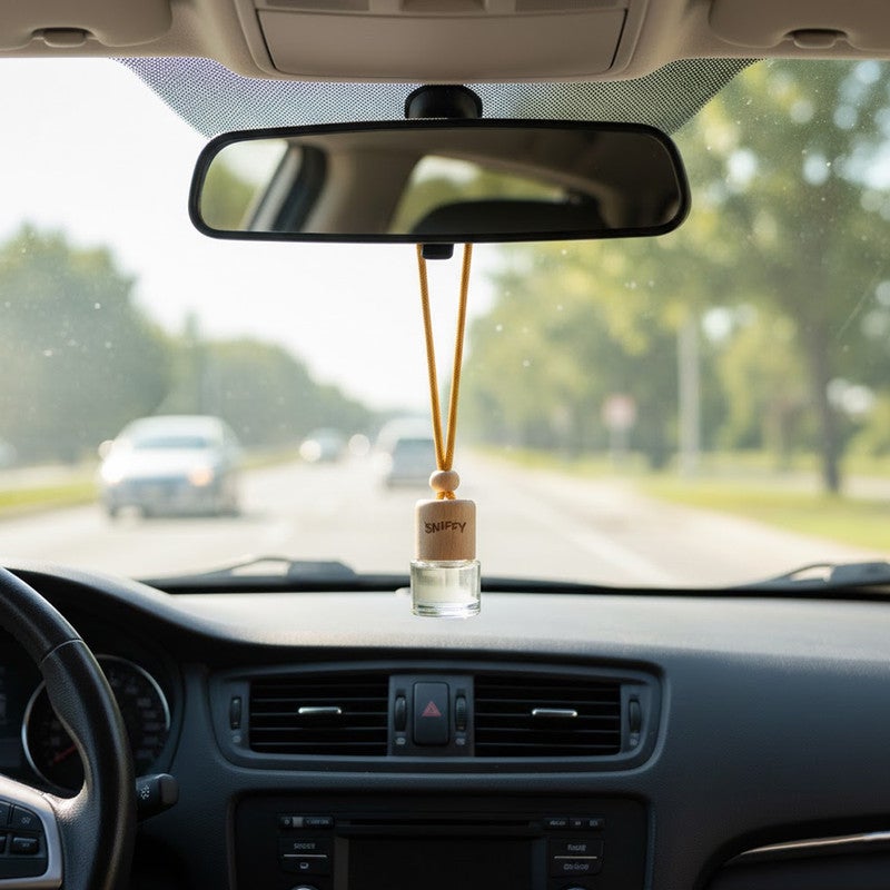Sniffy Car Hanging Air Freshener Cool Ice Fragrance, Wooden Cap Glass Bottle Perfume Diffuser, Long Lasting Car Air Freshener, Non Toxic Alcohol Free Oil, Spill Proof All Weather, Rear View Mirror Hanging, Home Office Room Deodorizer - Image 3