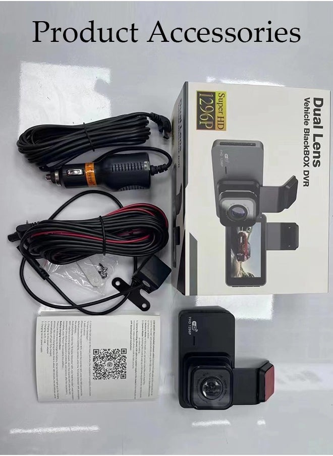 DUNISO - Dash Cam Front Rear, Dash Cam 2K 1296P WiFi Car Camera with IPS Screen, Built-in Wi-Fi GPS, Night Vision, 170°Wide Angle, WDR, 24 Hours Parking Monitor, Loop Recording - Image 1