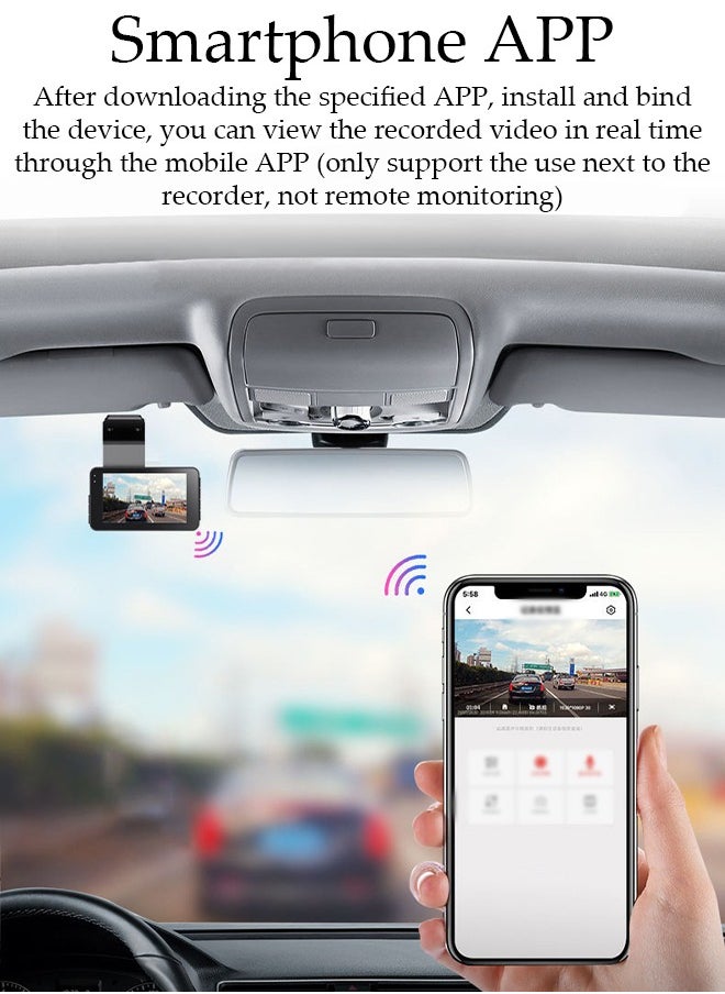 DUNISO - Dash Cam Front Rear, Dash Cam 2K 1296P WiFi Car Camera with IPS Screen, Built-in Wi-Fi GPS, Night Vision, 170°Wide Angle, WDR, 24 Hours Parking Monitor, Loop Recording - Image 1