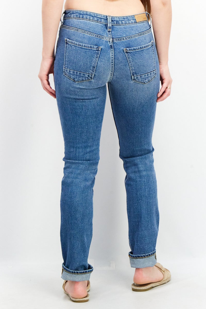 ESPRIT Women Straight Fit Stretchable Denim Jeans, Blue - Image 3