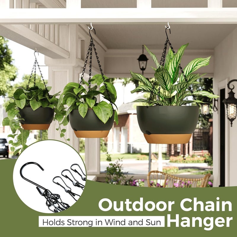 Bamworld 3-Pack Macrame Plant Hangers Indoor with Chain — Self-Watering Hanging Planters w/Drainage Holes & Removable Saucer, (11/9/8 in) — Ideal Plant Hanger for Hanging Plant displays(Black) - Image 4