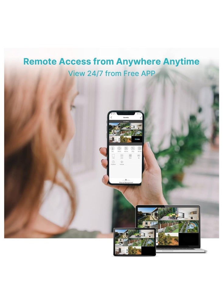 Wireless Security Camera System with Face Detection – 8 WiFi 3MP Cameras + 8-Channel NVR – 3TB HDD – 24/7 Recording, Two-Way Audio, Remote Access via Mobile & PC