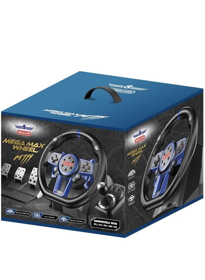 MEGA MAX Megacom Mega Max Wheel M111 Racing Wheel set with Clutch Pedals, H-Shifter for PlayStation 5 (PS5 - Image 4