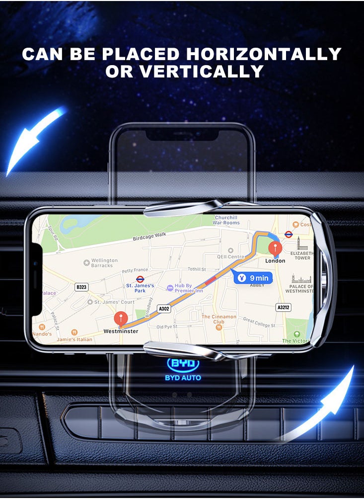 Perfii - 15W Fast Charging Wireless Car Charger and Phone Holder for BYD Atto 3 - Auto Clamping Magnetic Mount for Apple iPhone Android Smartphone, Car Accessories - Image 1