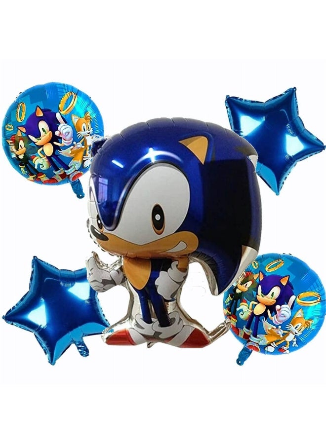 تزيين عيد ميلاد سوني للأولاد – 5 بالونات فويل، ديكورات حفلة عيد ميلاد، إكسسوارات ولوازم الحفلات - Image 1
