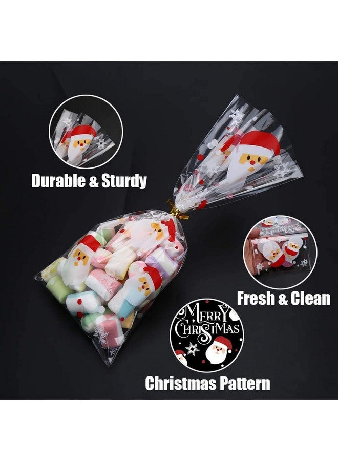 LOKIPA 200 Pcs Christmas Cellophane Treat Bags, Xmas Clear Cello Gift Bags Candy Goodies Bags with Twist Ties for Christmas Party Supplies - Image 3