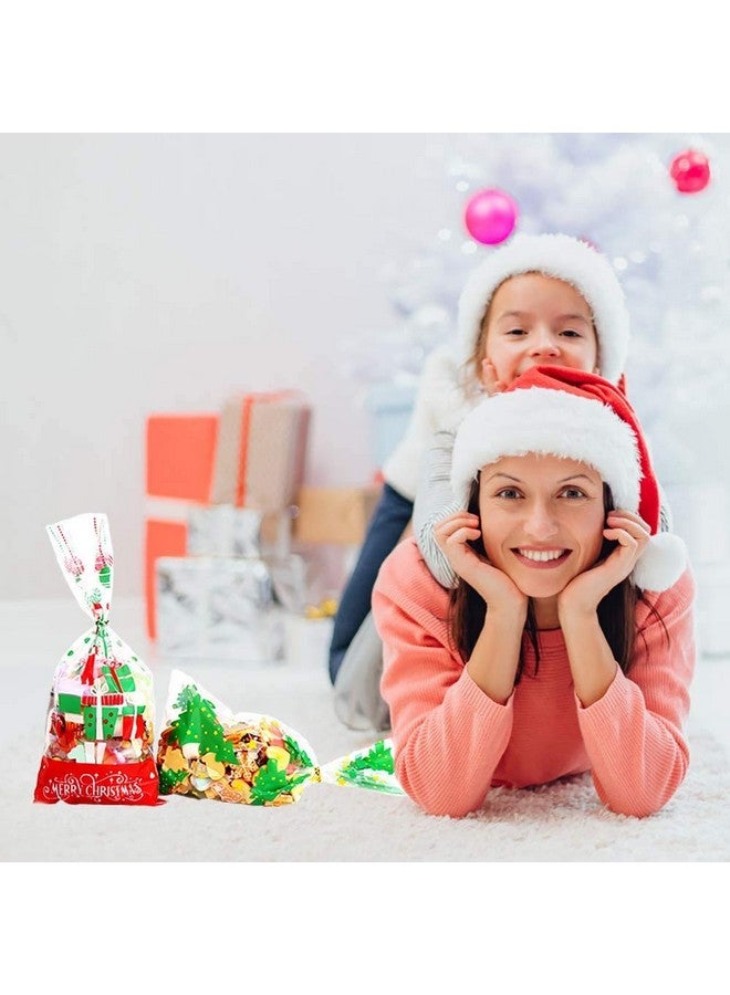 LOKIPA 200 Pcs Christmas Cellophane Treat Bags, Xmas Clear Cello Gift Bags Candy Goodies Bags with Twist Ties for Christmas Party Supplies - Image 4