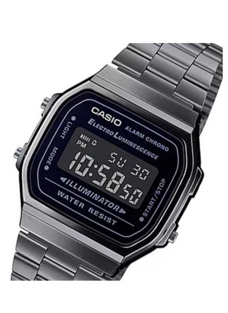 CASIO - ساعة يد رقمية للجنسين من الستانلس ستيل A-168WGG-1BDF - 33 ملم - أسود - Image 1