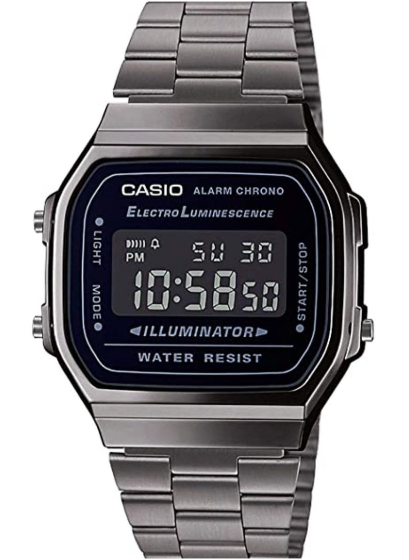 CASIO - ساعة يد رقمية للجنسين من الستانلس ستيل A-168WGG-1BDF - 33 ملم - أسود - Image 1