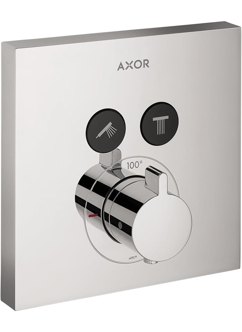 AXOR AXOR ShowerSelect Modern Minimalist Easy Select 1Handle 7inch Wide Thermostatic Shower Trim for Roughin Valve with Diverter in Chrome 36715001 