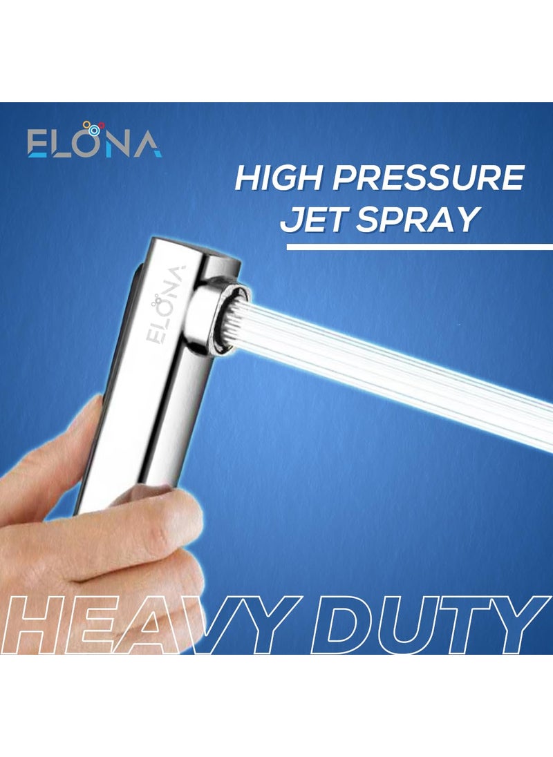ELONA ELONA ABS Health Faucet for Toilet Chrome Finish Premium Jet Spray Superior Performance in Low Water Pressure Wall Mount Installation Without Hose  - Image 3
