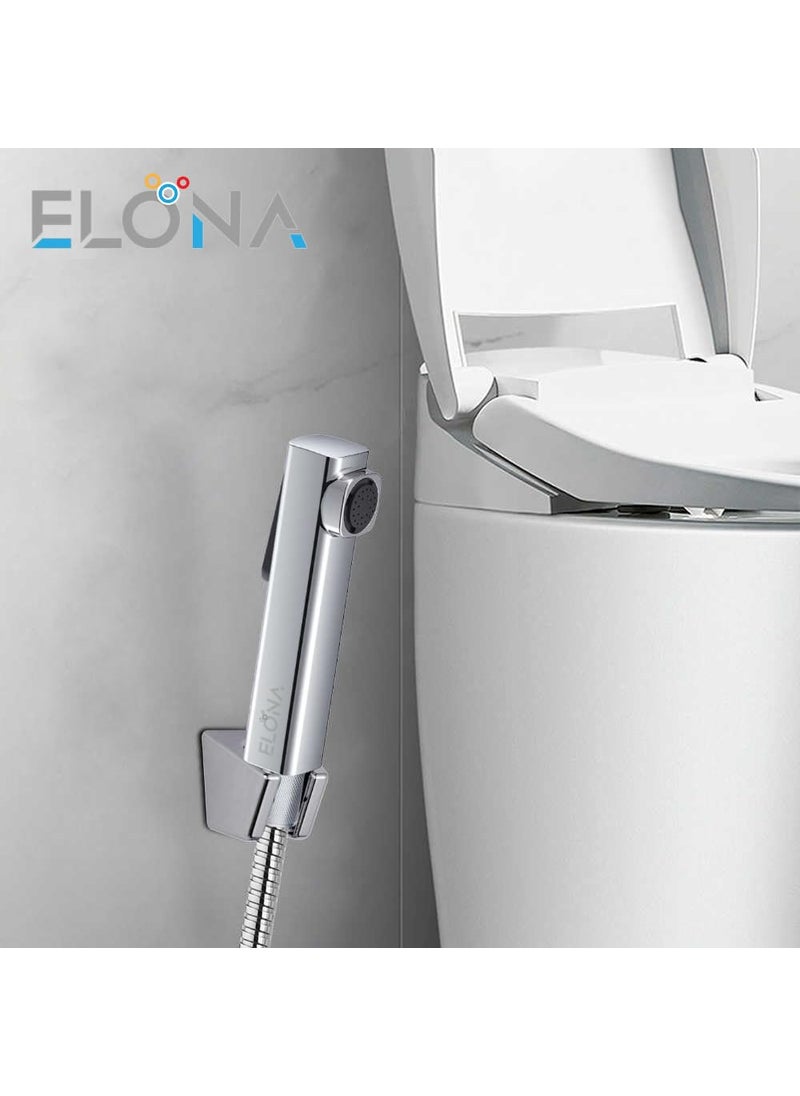 ELONA ELONA ABS Health Faucet for Toilet Chrome Finish Premium Jet Spray Superior Performance in Low Water Pressure Wall Mount Installation Without Hose  - Image 2