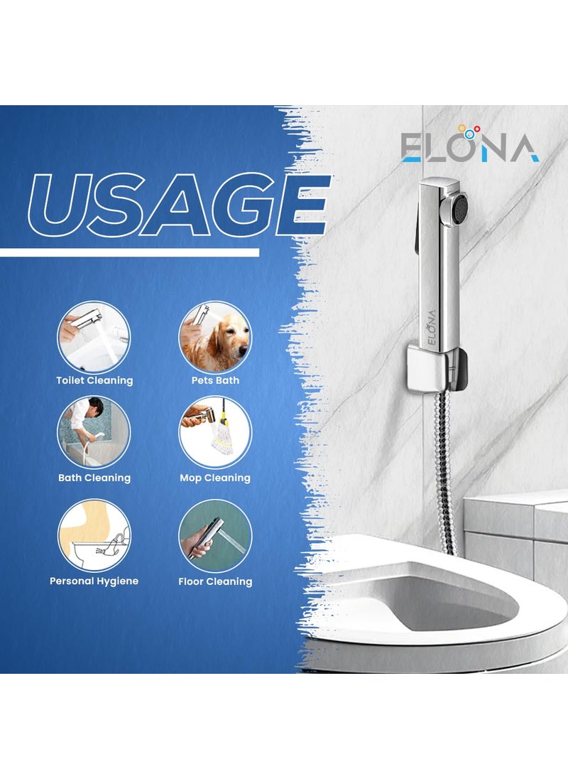 ELONA ELONA ABS Health Faucet for Toilet Chrome Finish Premium Jet Spray Superior Performance in Low Water Pressure Wall Mount Installation Without Hose  - Image 4