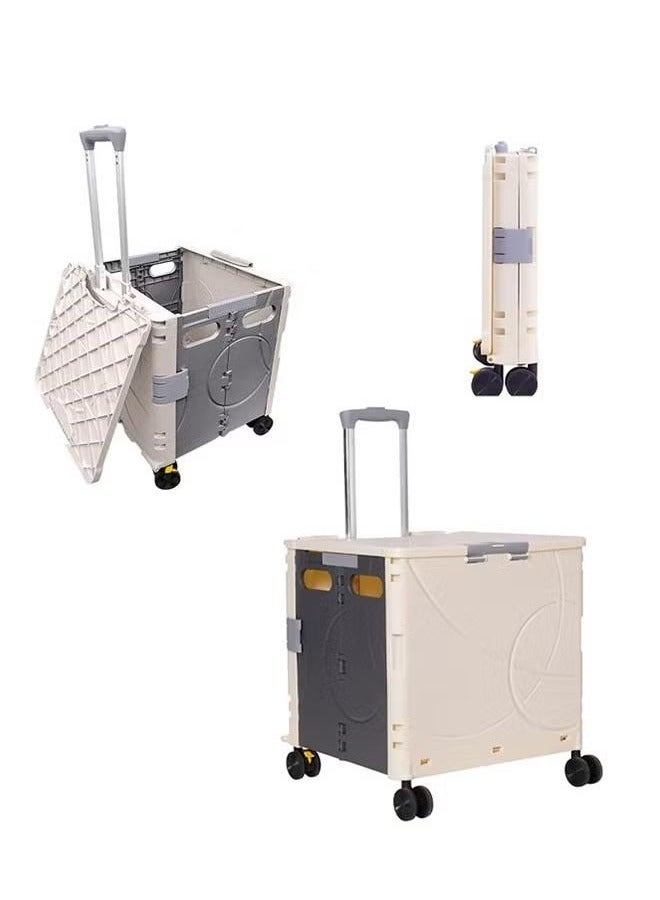 Foldable shopping cart, compact suitcase cart for shopping and travel, household storage box, 48L - Image 2