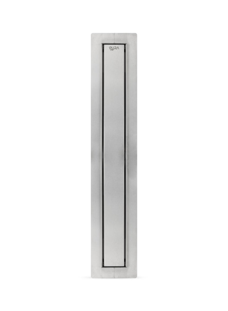 Pura Stainless Steel 304 Linear Shower Drain with Horizontal Outlet DN50, Modern Bathroom Floor Drain Channel with Hair Strainer and Removable Odor Trap, Fast Flow 48L/Min, Invisible Tile Insert Design, Multiple Length Options - Image 3