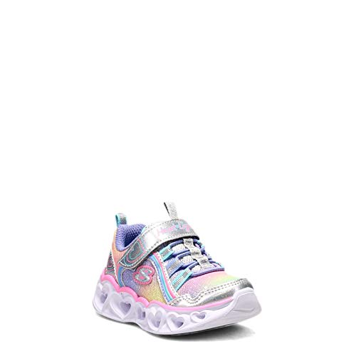 Skechers girls Heart Lights-rainbow Lux Sneaker, Silver/Multi, 5 Toddler US - Image 2
