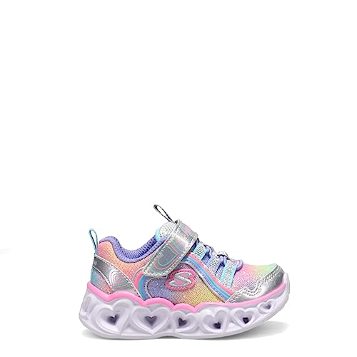 Skechers girls Heart Lights-rainbow Lux Sneaker, Silver/Multi, 5 Toddler US - Image 3