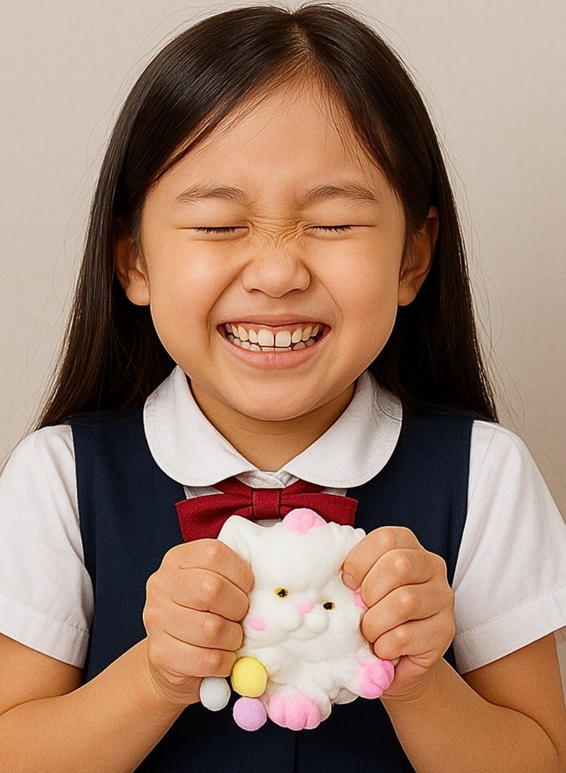 عبة قطة بيضاء إسفنجية - لعبة كاواي لطيفة لتخفيف التوتر للأطفال والكبار | قطة إسفنجية ناعمة بطيئة الارتفاع | مثالية لتخفيف القلق والاسترخاء وتزيين مكتبك - Image 2