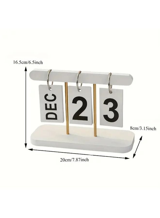 تقويم التقليب البسيط 12 شهرًا أبيض وأسود إكسسوار مكتبي عصري - Image 3