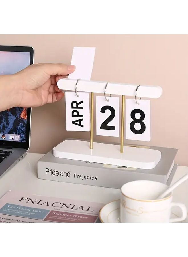 تقويم التقليب البسيط 12 شهرًا أبيض وأسود إكسسوار مكتبي عصري - Image 5