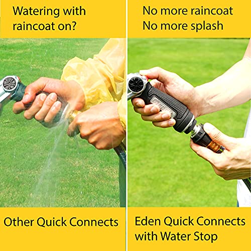 Eden 94269 Heavy Duty Metal Garden Hose Quick Connect with Water Stop Set, 4 pc - Image 4
